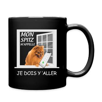 Mon spitz m'appelle Humour Petit Chien De Race - Mug uni - noir - Droite