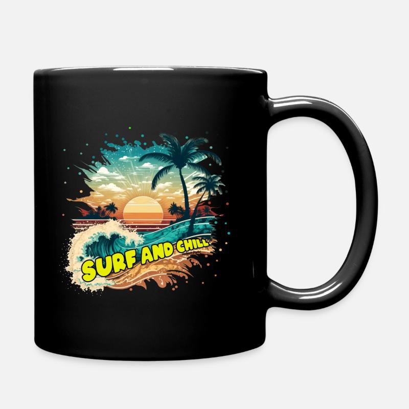 Surf tropical beachsurf et chill - Mug uni - noir