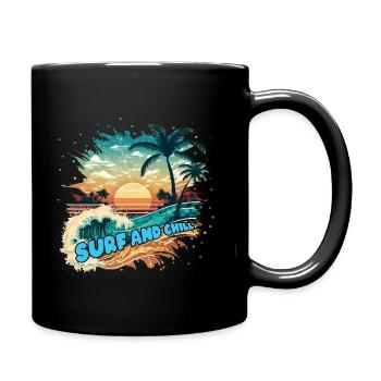 Santa Cruz Kalifornien Sommer Sonne Palmen Strand - Tasse einfarbig - Schwarz - Rechts