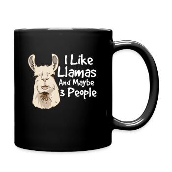 I like Llamas and maybe 3 people Llama Saying - Full Colour Mug - black - Right