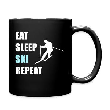 Eat Sleep Ski Repeat - Tasse einfarbig - Schwarz - Rechts