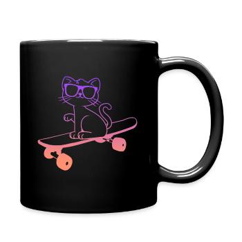 Skateboard Cat Skating Skateboarder - Full Colour Mug - black - Right