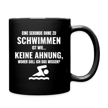 Schwimmen - Retro Sport Spruch - Schwimmer - Tasse einfarbig - Schwarz - Rechts