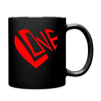 Liebe in Herzform - Tasse einfarbig - Schwarz - Rechts