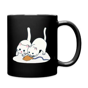 Zwei spielende Katzen - Tasse einfarbig - Schwarz - Rechts