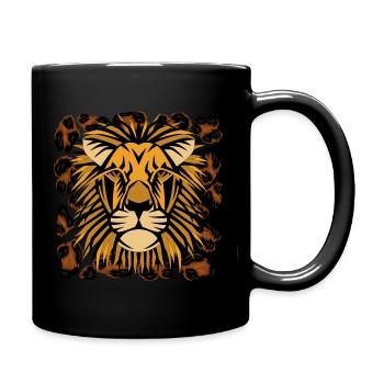 Löwe im Safari-Design - Tasse einfarbig - Schwarz - Rechts