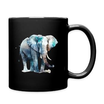 Watercolor Huge elephant - Full Colour Mug - black - Right