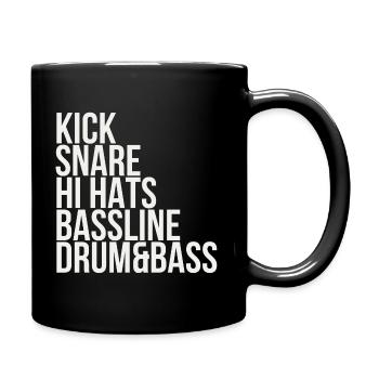 Kick+Snare+Hi Hats+Bassline=Drum&Bass - Full Colour Mug - black - Right