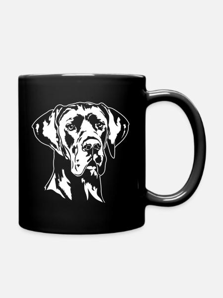 Deutsche Dogge Portrait Hundeportrait Wilsigns - Tasse einfarbig - Schwarz