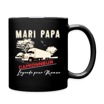 Mari papa camionneur légende pour maman - Mug uni - noir - Droite