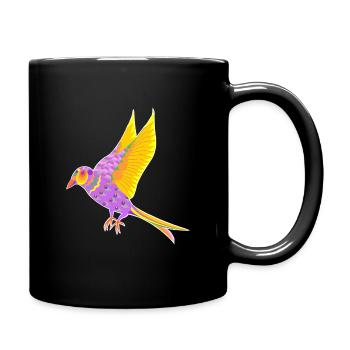 Colorful bird - flies - Full Colour Mug - black - Right