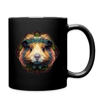 Farbenfrohes Meerschweinchen Kopf Artwork - Tasse einfarbig - Schwarz - Rechts
