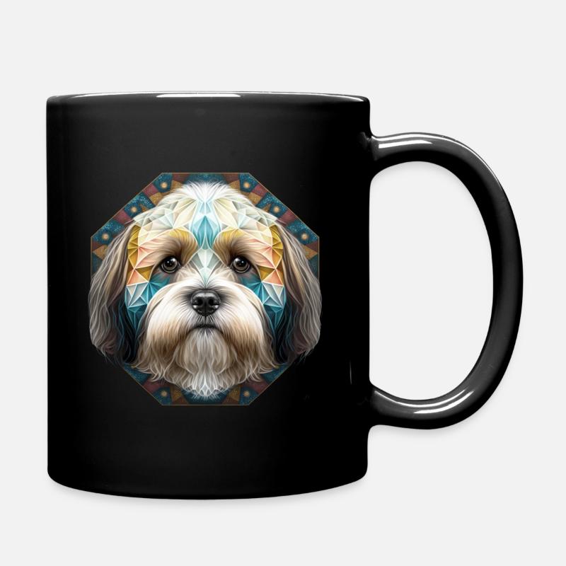 Farbenfrohes Havaneser Kopf Artwork - Tasse einfarbig - Schwarz