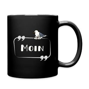 MOIN Möwe Nest Möwenmutter norddeutsch Schriftzug - Tasse einfarbig - Schwarz - Rechts