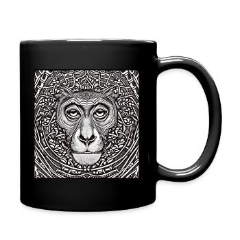 Dessin de singe tribal dans un carré - Mug uni - noir - Droite