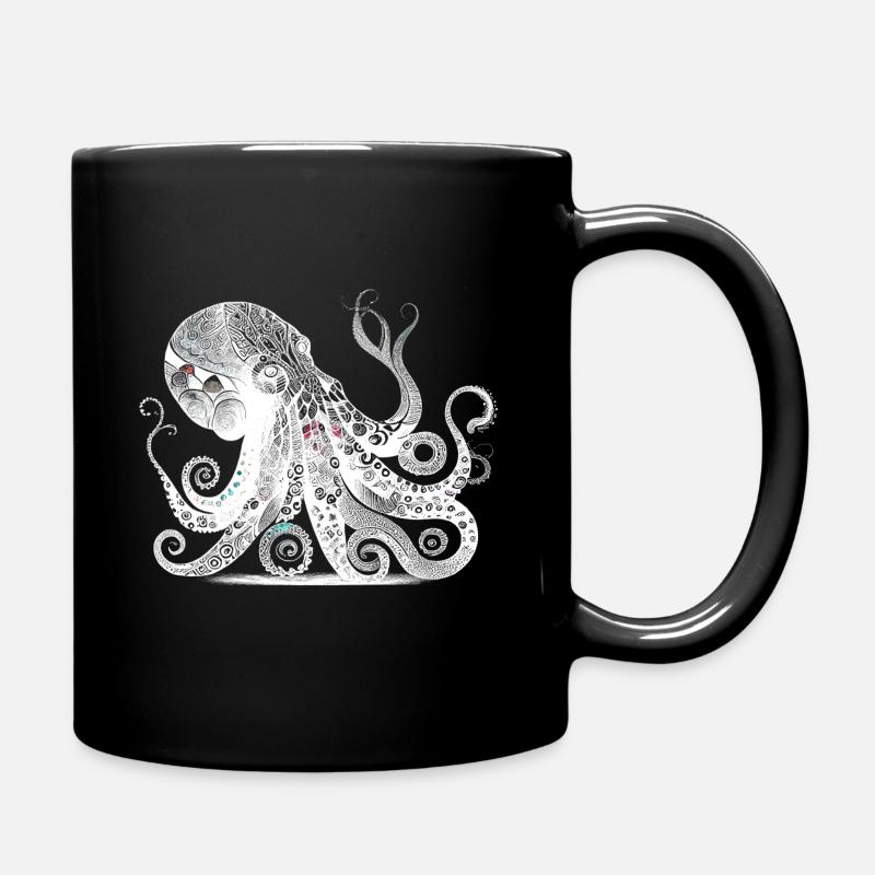Cooles Oktopus Design mit Azteken Muster - Tasse einfarbig - Schwarz