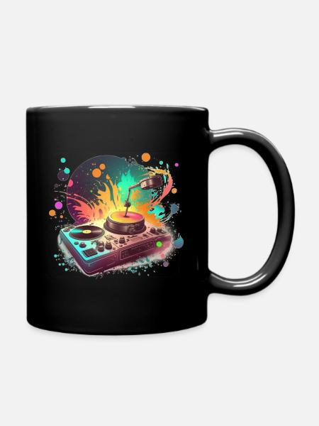 Sci Fi Turntable - Full Colour Mug - black