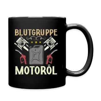Blutgruppe Motoröl - Tasse einfarbig - Schwarz - Rechts