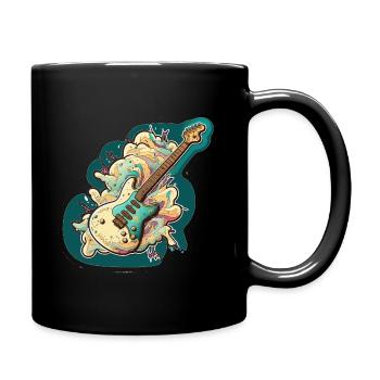 Grüne Retro E-Gitarre - Tasse einfarbig - Schwarz - Rechts