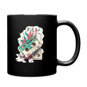 Retro Cassette On Fire - Full Colour Mug - black - Right