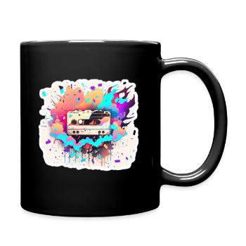 Retro Cassette Sticker - Full Colour Mug - black - Right