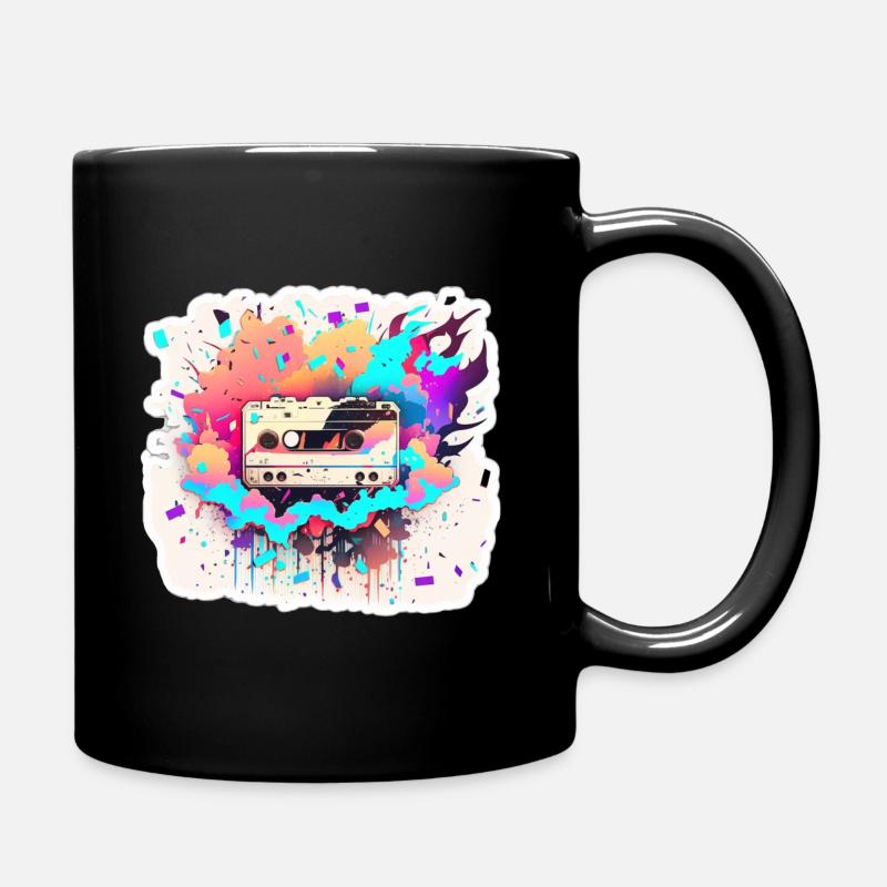 Autocollant Retro Cassette - Mug uni - noir