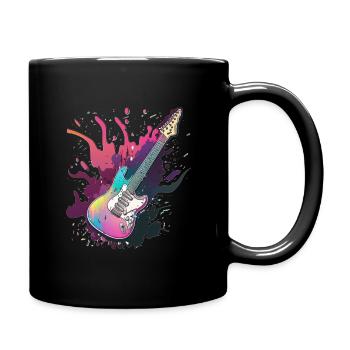 Flammende Gitarre - Tasse einfarbig - Schwarz - Rechts