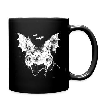 Chauve-souris cool avec des écouteurs et des lunettes de soleil - Mug uni - noir - Droite