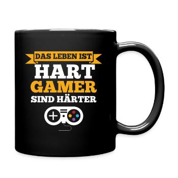 DAS LEBEN IST HART GAMER SIND HÄRTER - Tasse einfarbig - Schwarz - Rechts