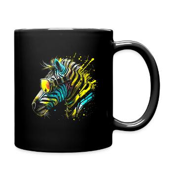 Colorful Zebra with Sunglasses Graffiti Airbrush - Full Colour Mug - black - Right