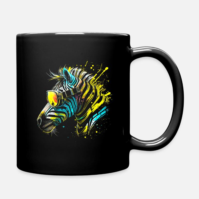Zèbre coloré avec lunettes de soleil Graffiti Airbrush - Mug uni - noir