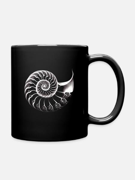 Nautilus/ Goldener Schnitt minimalistisch - Tasse einfarbig - Schwarz