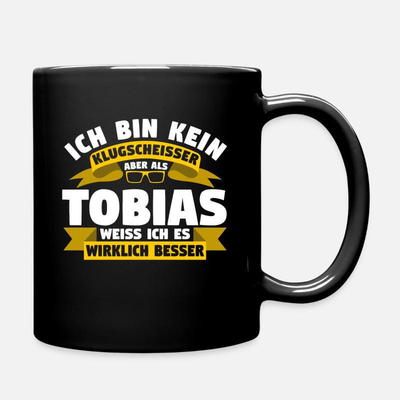Klugscheisser Tobias weiß es besser - Tasse einfarbig - Schwarz