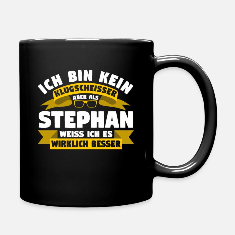 Klugscheisser Stephan weiß es besser - Tasse einfarbig - Schwarz