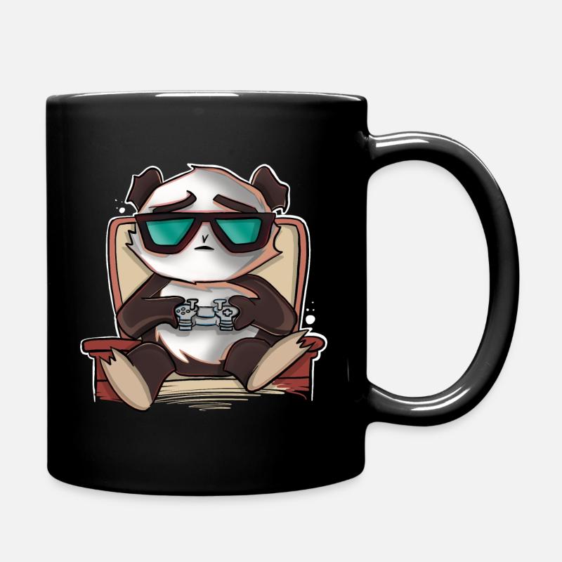Panda Gaming Gamer Zocken Zocker - Tasse einfarbig - Schwarz