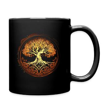 Mythique Yggdrasil l’Arbre du Monde doré - Mug uni - noir - Droite