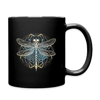 Libellule avec ornement blanc - Géométrie sacrée - Mug uni - noir - Droite