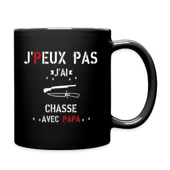 J Peux Pas J ai Chasse avec papa - Mug uni - noir - Droite