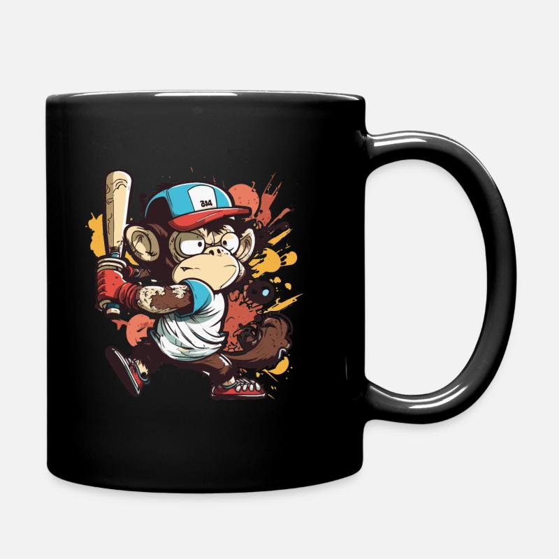 Monkey Batter Playful Baseball Design pour l’impression - Mug uni - noir