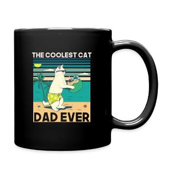 Der coolste Katzenvater aller Zeiten - Katzenliebhaber Familiengeschenke - Tasse einfarbig - Schwarz - Rechts