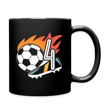 4th birthday Footballer Boy 4 years Football - Full Colour Mug - black - Right