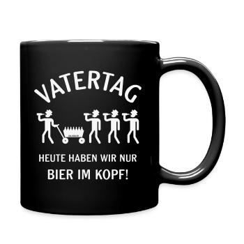 Vatertag – Bier Im Kopf (Bollerwagen / W) - Tasse einfarbig - Schwarz - Rechts