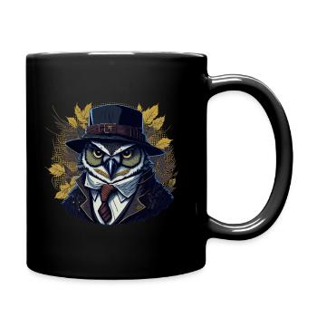 Herbst Eule Wald Boss - KI - DIGITAL - Full Colour Mug - black - Right