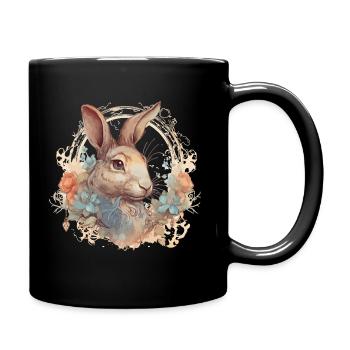 Rabbit Bunny Historical Art - Tasse einfarbig - Schwarz - Rechts