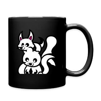 Kitsune Cartoon vintage Kunst - Tasse einfarbig - Schwarz - Rechts