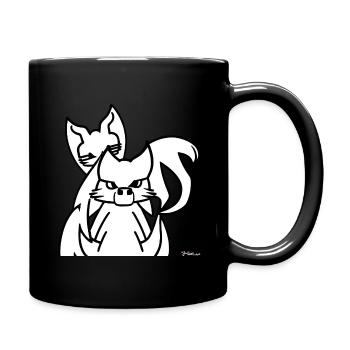 Kitsune cartoon Vintage Kunst - Tasse einfarbig - Schwarz - Rechts