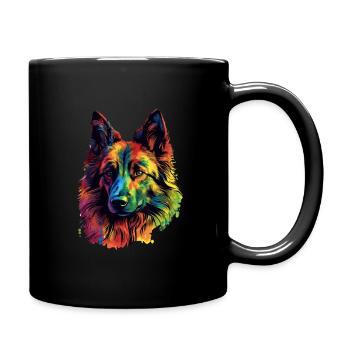 Bunter belgischer Tervuren Hund - Tasse einfarbig - Schwarz - Rechts