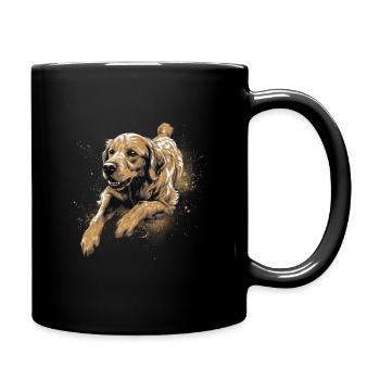 Golden-retriever Dock-Diving into Water - Full Colour Mug - black - Right