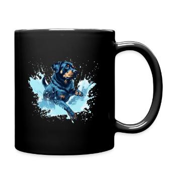 Rottweiler Dock-Diving into Water - Full Colour Mug - black - Right
