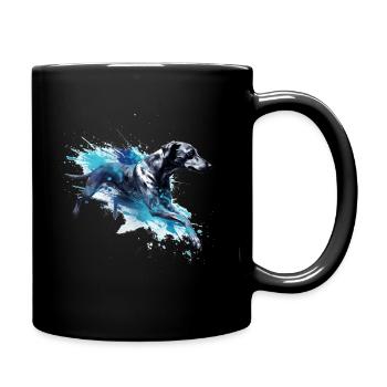 Whippet Dock-Diving into Water - Full Colour Mug - black - Right